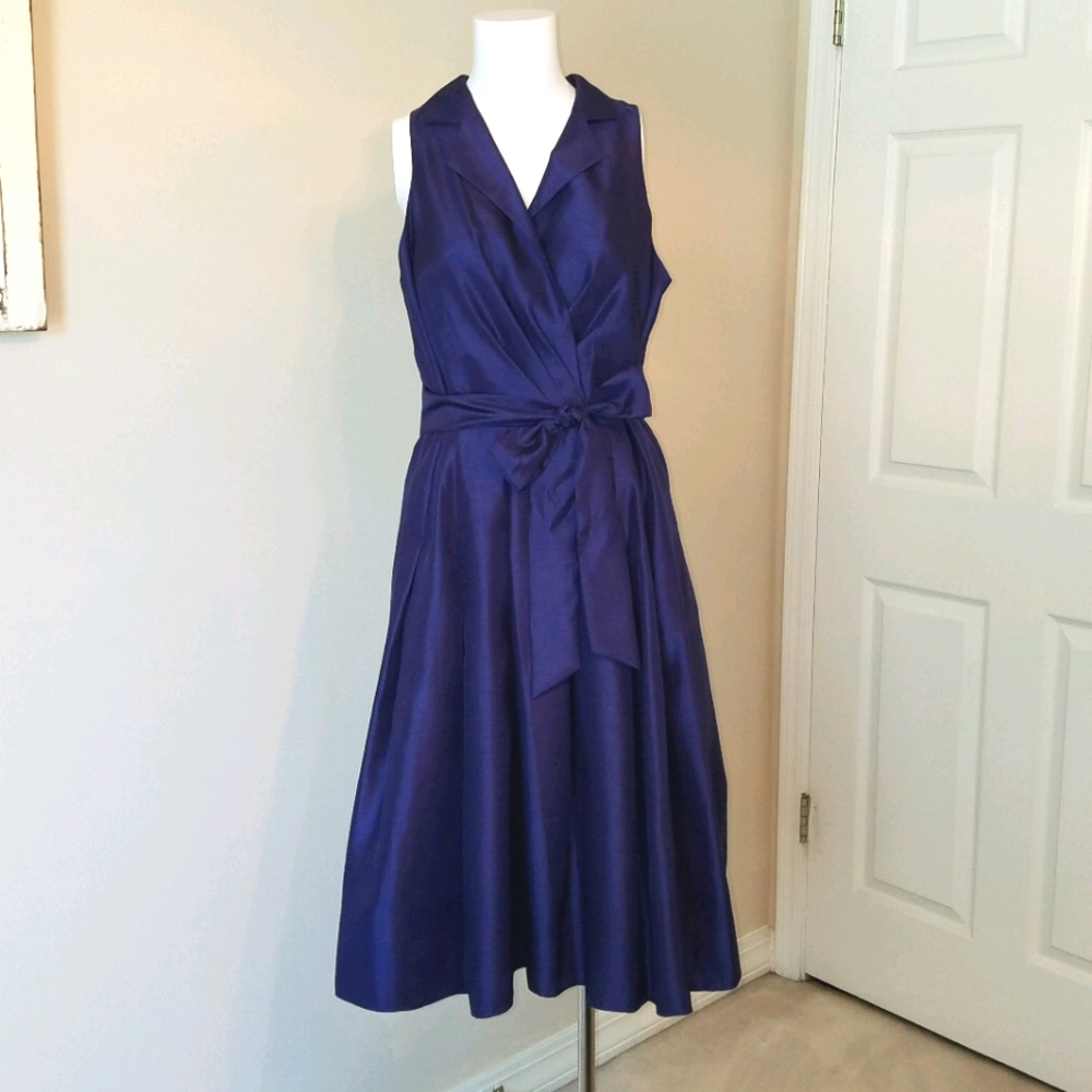 Evan Picone Taffeta Dress Navy 10